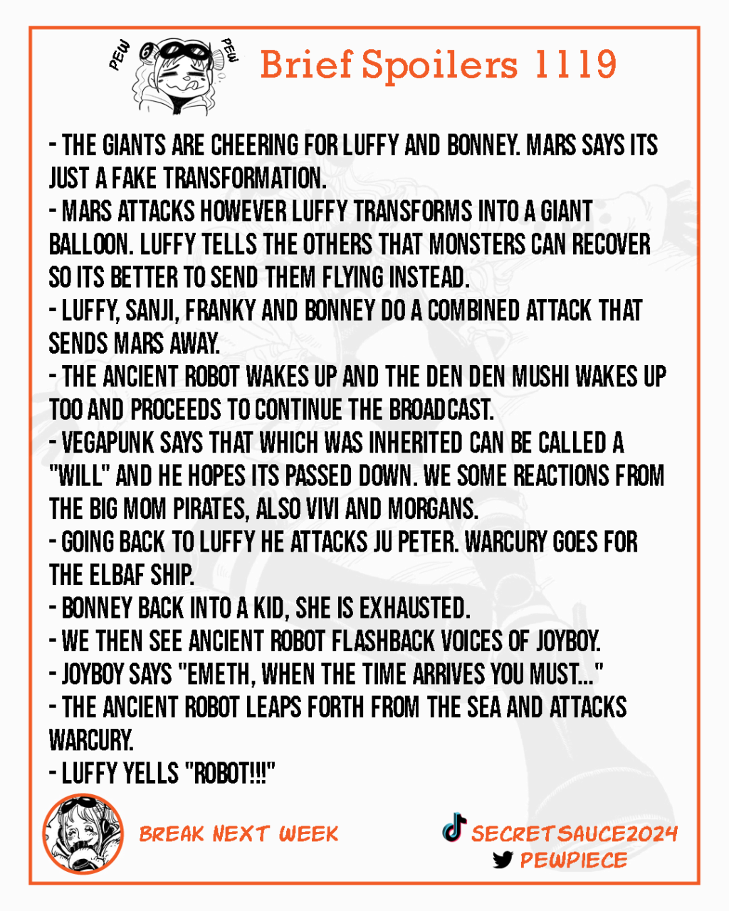 Spoilers One Piece Chapitre 1119