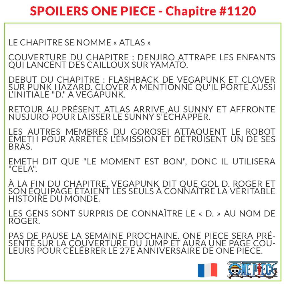 Spoilers One Piece Chapitre 1120